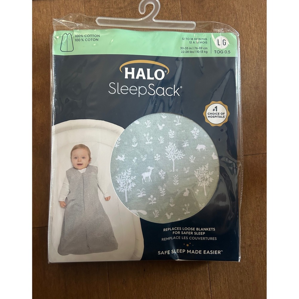 HALO SleepSack 100% Cotton Wearable Blanket Sage Green Woodland Deer Size Large